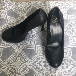 Jessica Simpson black leather heels